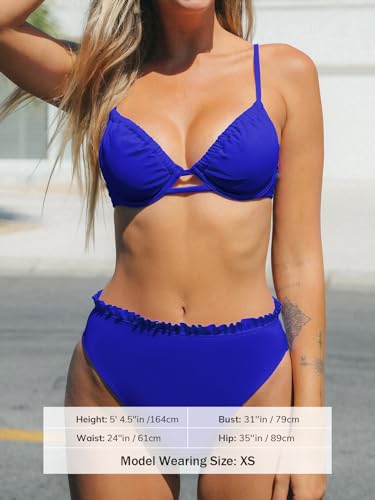 Image of CUPSHE Women Swimsuit Bikini Set High Waisted Two Piece Bathing Suit