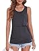 Sosolism Women's Maternity Nursing Vest Loose Breastfeeding Top,Dark Grey,L