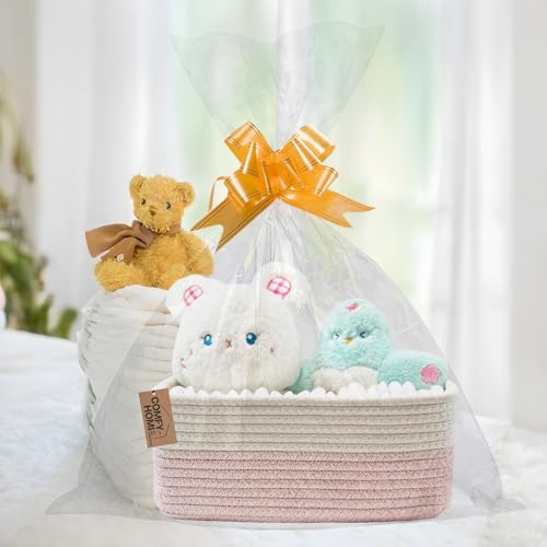 Image of COMFY HOMI 11.5 inchx7.5 inchx4.7 inch Storage Baskets for Organizing | Cotton Rope Woven Basket | Toy Storage Bin Box | Basket for Shelves, Closet Organizer Bin, Decorative Closet Shelf, 3 Pack,