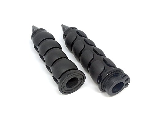 MMG Powersports Spiked Handlebar Grips 7/8 inches (22mm) Non Slip Hand Grips for All Motorcycles Cruisers Choppers Street Harley, Billet Aluminum All Black Finish - Thumbnail 3
