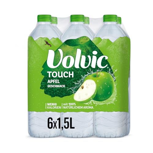 Volvic Touch Apfelgeschmack – Erfrischungsgetränk aus natürlichem Mineralwasser Volvic und Apfelgeschmack – ohne Konservierungsstoffe – 6 x 1,5 l