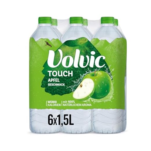 Volvic Touch Apfelgeschmack – Erfrischungsgetränk aus natürlichem Mineralwasser Volvic und Apfelgeschmack – ohne Konservierungsstoffe – 6 x 1,5 l