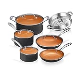 GOTHAM STEEL COPPER COLLECTION: Healthier cooking is easy with this nonstick ceramic cookware set. Pots and pans are designed to be 2x more durable, dishwasher safe, and oven safe up to 500˚F. stay-cool handles allow you to go from stovetop to oven. ...