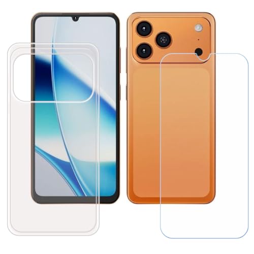 BMPNLSZ �K�pHotwav A17 Pro Max�p+[�p�b�N]HD�����K���X�ėp�����ʂ����P�[�X�A�V���J�Q���P�[�XTPU�o���p�[�ی�o�b�N�P�[�X-�K�pHotwav A17 Pro Max�p�X�N���C�u�h�~�ی��(6,75")