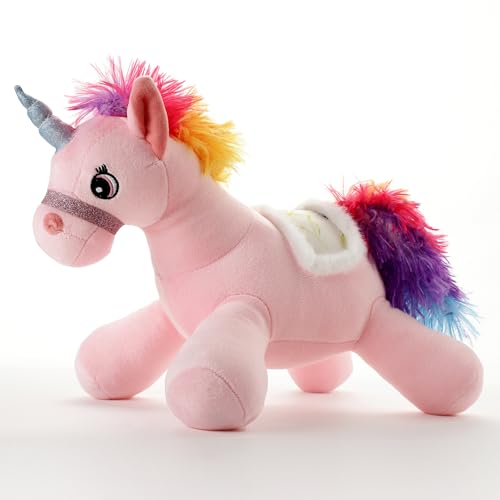 Image of Pink Unicorn Plush Soft Toy 40 CM for Kids, Ultra Soft Stuffed Unicorn Teddy with Rainbow Mane & Wings, Cute Hugging Plush Doll for Babies, Toddlers, Girls & Boys, Birthday Gift
