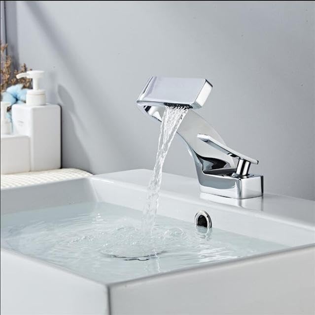 Mitigeur lavabo vasque haut de gamme en laiton chromé pour eau chaude froide