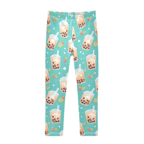Bubblea Pattern Kids Girl's Cotton Pants Soft High Waisted Workout Pants Exercise