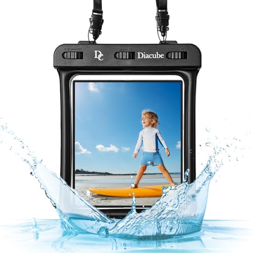 [6.5"x5.9"] Waterproof Phone Pouch for Wide-Screen Foldable Phone - Samsung Galaxy Z Fold/Google Pixel Fold/Huawei Folding, IPX8 Floating Waterproof Phone Case, Must-Have Beach Essentials Black -  Diacube, EOMWP-ZF-100