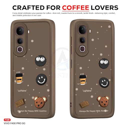 Image of AESTMO Back Case Cover for Vivo Y400 Pro 5G Cover | Cute Fun Cartoon 3D Ball | Coffee Silicone Case | Full Body Protection | Camera Protection Back Cover for Vivo Y400 Pro 5G (Brown)