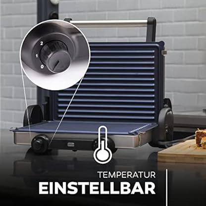 MasterPro Foodies | Antihaftbeschichteter Elektrogrill | 12 x 32 x 40 cm Grill | 2200 W | 2 einstellbare Thermostate | 180º Öffnung | Aus Edelstahl und ABS | 3 verschiedene Funktionalitäten – Bild 7