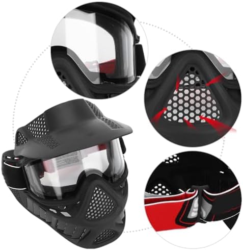 RASTKY Double Layer Archery Face Mask Shatterproof Lens Anti-fog Paintball Safety Helmet Masks for Field Training PC for Shooting Sports