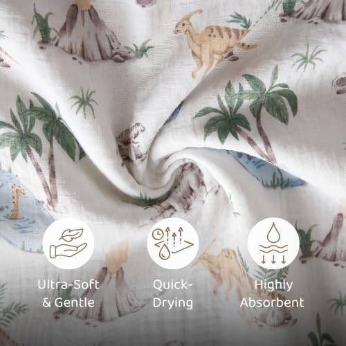 Image of haus & kinder Baby Hooded Wrapper for Newborn | 8 Layer Muslin Cotton Hooded Towel & Blanket with a Belt | Baby Towels for Infants & Toddler | 90 x 90 cm | Wildlands | 0-12 Months