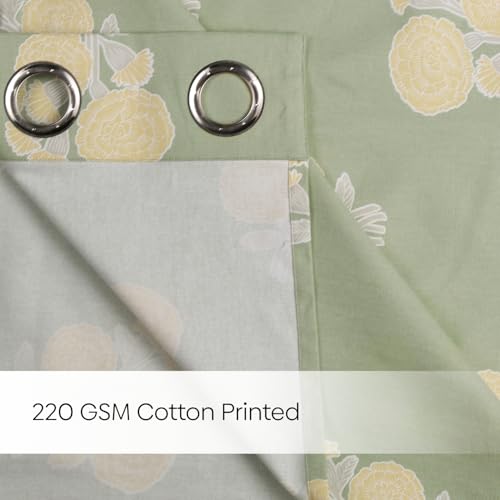 Image of haus & kinder Digital Printed Cotton Door Curtains 7 Feet Long Pack of 2 Door Curtains, 7 Feet Curtains for Door (Soleil Botanique, Sage 130x213 CM)