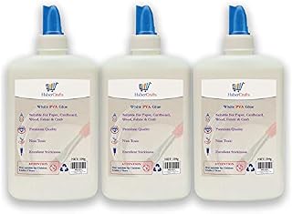 PVA Glue Washable Child Safe PVA Glue (250ml) Adhesive Arts And Crafts PVA School Glue Kids Craft Sticky Childrens Glue Tacky Non Toxic Dries Clear Eco Spreader Lid (250ml - 3 Bottles)