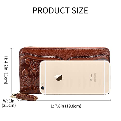 Pijushi Designer Handbags For Women Floral Purses Top Handle Handbags Satchel Bags Genuine Leather Wallets For Women Floral Wallet Wristlet Ladies Clutch Purses With Tassel #TOP7