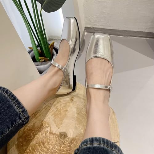 Image of LUXINYU Women's Slip on Flats,Classy Round Toe Solid Classic Mary Jane Ballet Dance Shoes Soft Comfortable PU Flat Shoes
