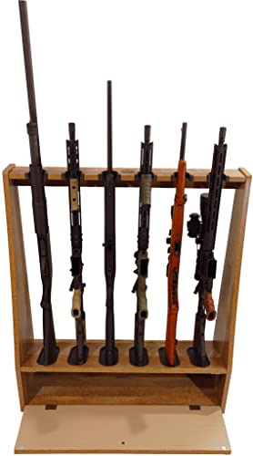 Old Cedar Outfitters Distressed Wood 6 Capacity Rifle And Gun Floor Rack With Compartment #TOP3