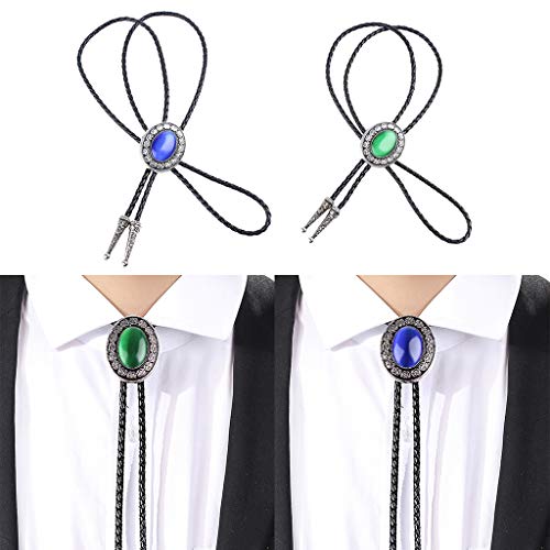 DYNWAVE 2x / Pacote de Prata Antigo Colar de Pingente de Pedra Floral Ocidental Gravata de Bolo de C