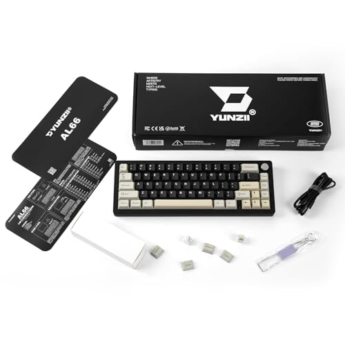 YUNZII AL66 Wireless Mechanical Keyboard,65% Knob Control Aluminum Gaming Keyboard Bluetooth/2.4G/Wired Hot Swappable Pre-lubed Switches,Gasket Mounted RGB Keyboard for Win/Mac(Milk Switch, Black) - Image 7