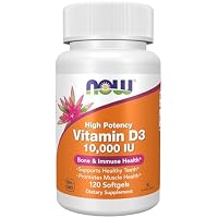 120-Count NOW Foods Vitamin D-3 10,000 IU Softgels