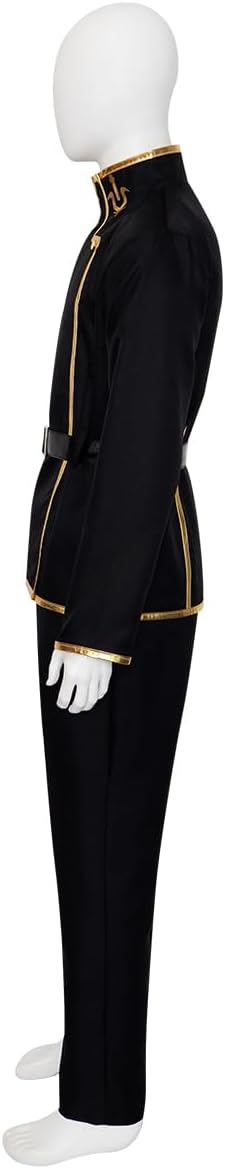 Black Jacket with Gold Trim and Belt Matching Pants Set Academy Style Uniform