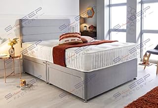 Sleep Factory's Grey Pearl 2 Drawer Divan Bed Set, Mattress and Headboard (3.0FT (Single))