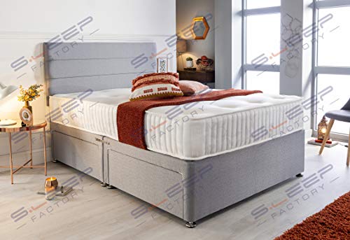 Sleep Factory's Grey Pearl 2 Drawer Divan Bed Set, Mattress and Headboard (3.0FT (Single))