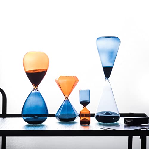Two-Color Orange-Blue Series Hourglass Glass Decoration Hourglass Sand Timer 5/15/30/60 Minute Creative Gift For Home,Desk,Office Decoration,Cylinder,15Mins #TOP4