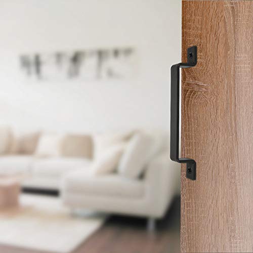 J Jhouselifestyle Rustic Barn Door Handles Black - 10 Inch Flush Barn Door Handle And Pulls With Lock Hook Latch Sets, Great Large Sliding Barn Door Pull Handle Barn Door Pull Handles For Barn Doors #TOP3
