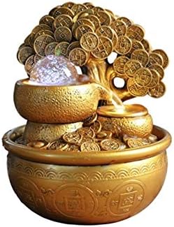 Indoor Fountain Decoration Feng shui Gold Money Tree Water Fountain Ornaments Feng Shui Transfer Ball Waterscape Office Living Room Desktop Humidification Decoration Creativity Indoor Water Fountain I