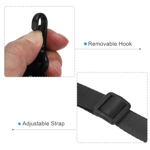Image of PATIKIL 125cm x 2cm Replacement Shoulder Strap, 5 Pack Adjustable Swivel Clips Hook Buckle Slide Crossbody Bag Belt for Water Bottle Carrier Sling Bag, Black
