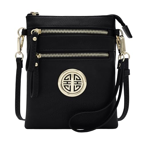 Solene Small Multi Zipper Pockets Crossbody Bag with Detachable Wristlet