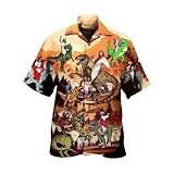 Jesus Riding Dinosaur Hawaiian Shirts for Men - Love Dinosaur Mens Hawaiian Shirts Short Sleeve Button Down Summer Shirt Series 50 Size 5XL