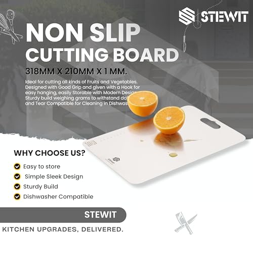 Image of Stewit Large Stainless Steel Cutting Board for Kitchen, Chopping Board for Meat, Vegetables & Fruit, Extra Large Heavy Duty Countertop Surface, Easy to Clean & Durable (32CM x 21CM)
