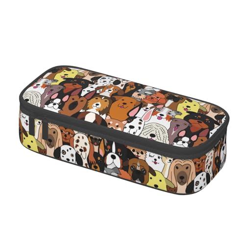 Image of Dog Puppy Cartoon Face Pencil Case Organizer Big Capacity Pencil Pouch Stationery With Zipper School Supplies Pencil Bag For Girls Boys Office