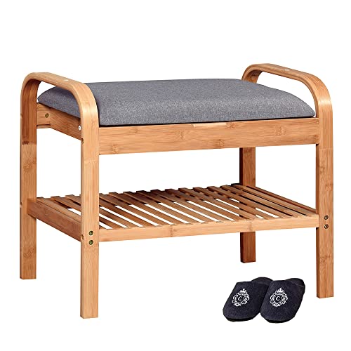 Sulypo schuhregal mit sitzfläche gepolsterte Bank mit Schuhablage, Grau,...