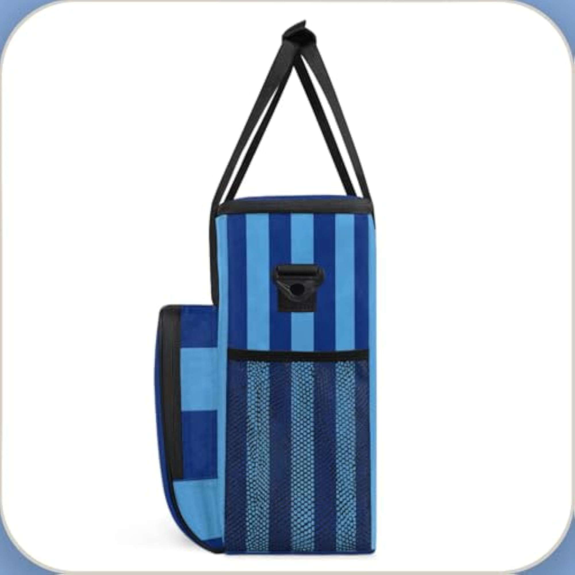 Dark Blue Stripes Travel Coffee Maker Carrying Bag, Large Organizer