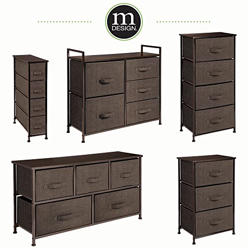 Mdesign Narrow Dresser Storage Tower Stand With 4 Removable Fabric Drawers - Steel Frame, Wood Top Organizer For Bedroom, Entryway, Closet - Lido Collection - Espresso Brown #TOP4