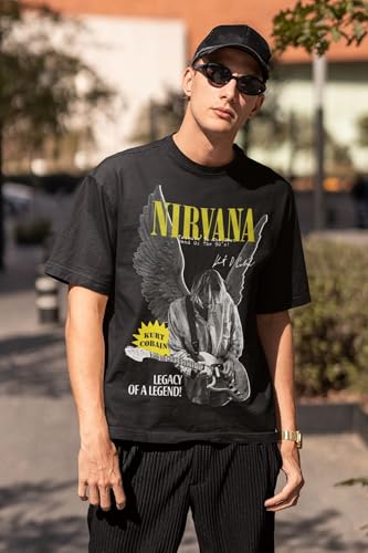 Image of CAPTCHA Men's Oversized Tshirt in Black - Nirvana Wings