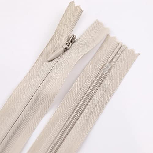 50 unids/lote 3# cremalleras invisibles para bricolaje coser tela vestido bolsas accesorios cierre de bobina de nailon personalizado 20-60 cm / 8-24 pulgadas-caqui, 3#, 40 cm de longitud total Cover