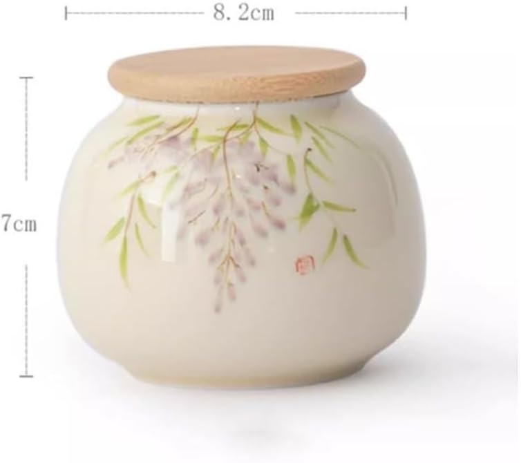 Tea Container Hand-painted Tea Canister Household Ceramic Storage Container Small Portable Tin(Yellow)