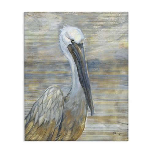 Stupell Industries Coastal Pelican Bird Abstract Portrait, Designed By Paul Brent, 36 x 48, Canvas Wall Art