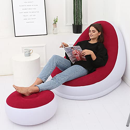 Plko Inflatable Chair With Household Air Pump,Inflatable Lounge Chair For Indoor Livingroom Bedroom Readingroom Office Balcony,Outdoor Travel Camping Picnic,Neo(Red And White) #TOP4