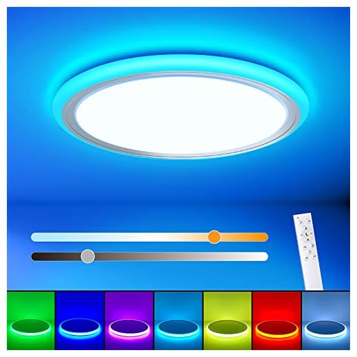 BLNAN RGB Led Flush Mount Ceiling Light with Remote Control, 13Inch 24W 2400LM 3000-6500K Dimmable Color Changing Light Fixture, Modern Round White Ceiling Lamp for Bedroom Kids Room Party Festival