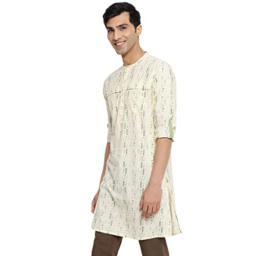 Image of Fabindia Men's Cotton Printed Slim Kurta