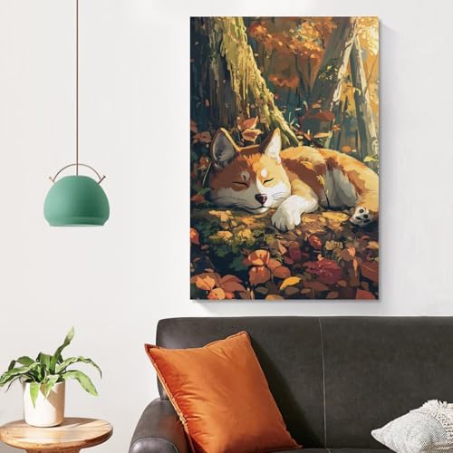 Cuadros decorativos de Shiba Inu e impresiones de lienzo para dormitorio 4