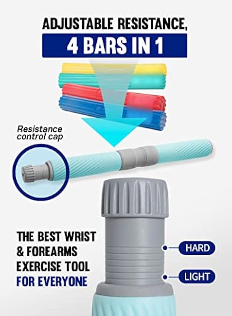 GD Twist Grip Adjustable Resistance Bar for Wrist Strength, Relieves Tendonitis Pain & Improve Grip Strength, Forearm Strength Trainer, Hand Exerciser Bars, Wrist and Elbow Strengthener, Multi-Flex