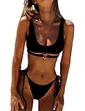 trajes de baño hilo Parte Superior de Bikini: Escote redondo, con relleno, sin aros, tirantes con decoración en forma de corazón, este biquini top puede soportar bien su pecho.