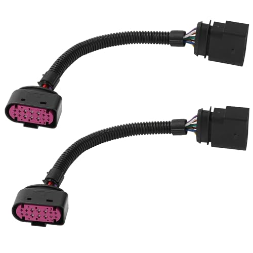 2Pcs 10 to 14 Pin Xenon HID Headlamp Headlight Connector Adapter 1J0973737 Compatible for VW Audi Xenon HID Pigtail Plug Headlight Lamp Plug Socket Housing Automotive Waterproof Connector