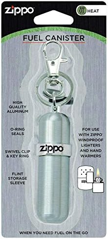 Zippo Fuel Canister Keychain | Refill with Zippo Lighter Fluid | Refill Zippo Windproof Lighter & Zippo Refillable Hand warmer | Convenient Lighter Fluid Keychain | Zippo Lighter Accessories